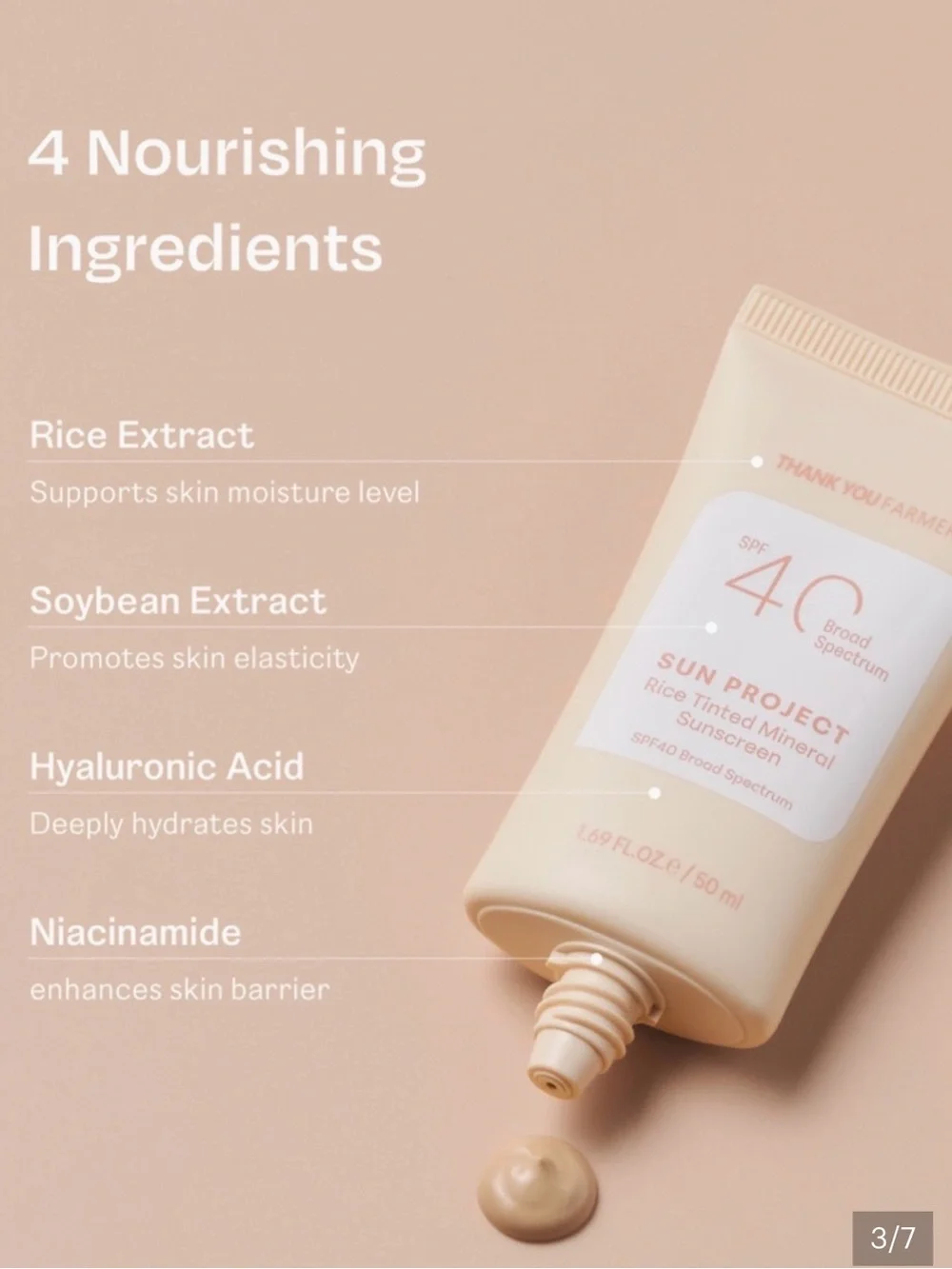 Thank You Farmer Sun Project Rice Tinted Mineral Sunscreen SPF40 - new in box